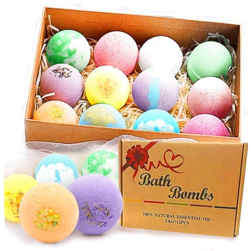 BOENFU Bath Bombs Gift Set 12 Large Natural Essential Oils Bathbombs, Dry Skin Moisturize, Perfect for Bubble Spa Bath, Handmade Birthday Gifts, idea for Her/Him, Wife, Girlfriend