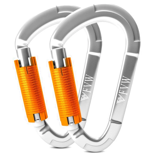 FVW Auto Locking Rock Climbing Carabiner Clips,Professional 25KN (5620 lbs) Heavy Duty Caribeaners for Rappelling Swing Rescue & Gym etc, Large D-Shaped Carabiners