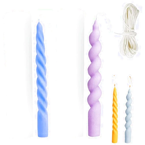 LVQING 2pcs Spiral Taper Candle Mold,Long Twisted Silicone Candle Molds Pillar Candle Molds 3D Silicone Mold for Christmas Candlelight Dinner Valentine's Day Home Decoration (Color : Twist Taper1)