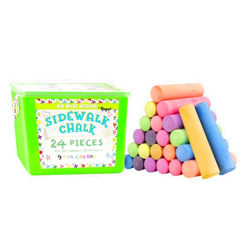 Kid Made Modern Sidewalk Chalk Set for Kids - Washable, Colored Chalk for Outdoor Play and Chalkboard Art - Ages 3+ (24 Pieces, Multicolor)