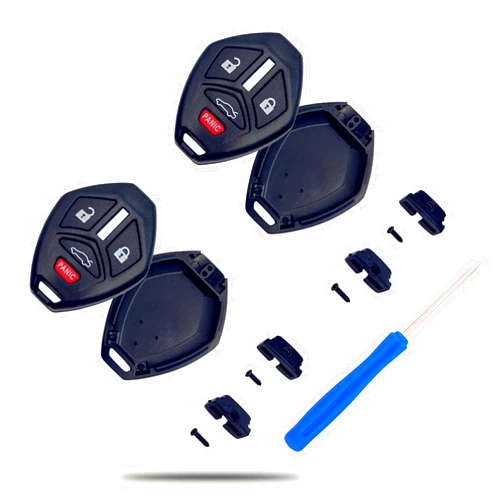 TALKMOON Cutting Not Required - Key Fob Case Replacement for Mitsubishi Eclipse Endeavor Galant Lancer Outlander Remote Control Car Key Fob Cover Shell (4 Button-Pack 2)