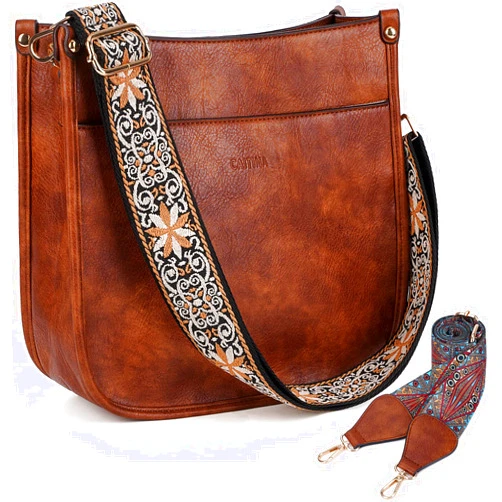 Caitina Crossbody Bag Women Vegan Leather Hobo Handbag Trendy Crossbody Shoulder Bag Purses For Women with 2 Adjustable Strap
