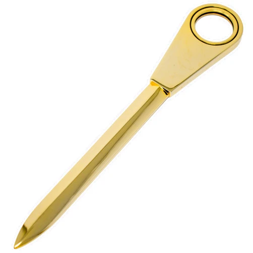 Stephanie Imports Vintage 6” Easyglide Letter Envelope Opener in Polished Gold with Magnifying Glass Finish