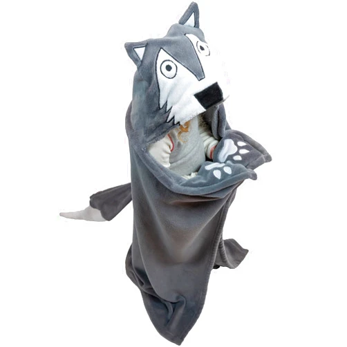 Lazy One Wearable Hooded Blanket for Kids, Animal Hooded Blanket (Wolf Blanket)