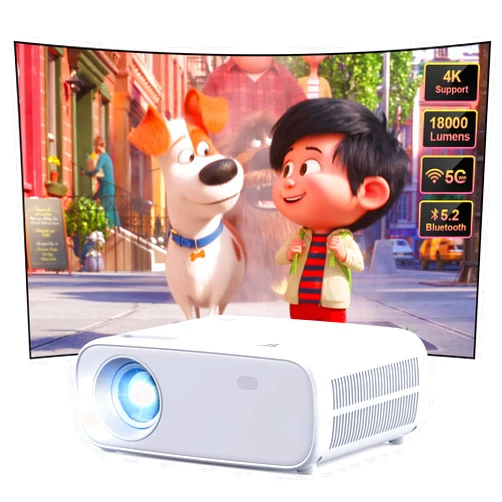 Wielio Projector with WiFi and Bluetooth, 2024 Upgraded Native Full HD 1080P Bluetooth Projector 18000L, Mini Outdoor Movie Projector for Phone, Compatible with iOS/Android/Laptop/HDMI/PC/TV Stick/USB