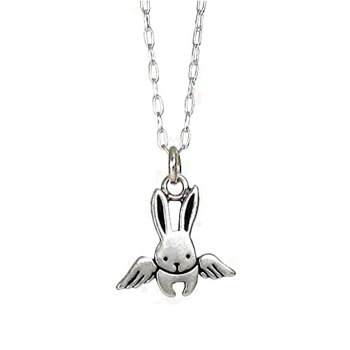 Mark Poulin Sterling Silver Angel Bunny Necklace on 16
