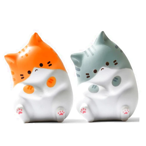 ZRENJHUS Cat Sensory Toys Desk Pets for Kids Classroom Stress Relief Toys for Anxiety Gifts for Game School Festival Party Favors (Gray + Orange)