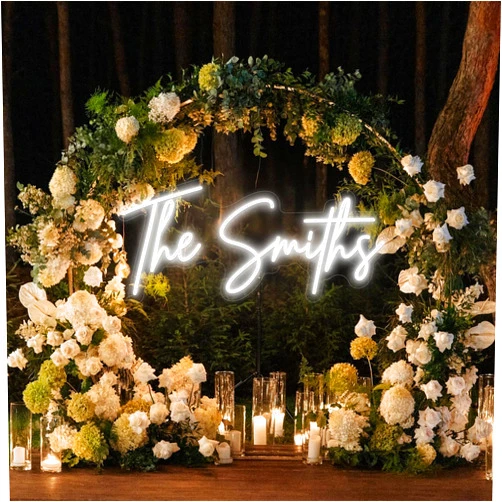 KADAFAGO Custom Led Neon Sign Wedding Neon Sign Customizable Wedding Gift Neon Family Name Neon Light Backdrop for Wall Decor Art Personalized Name Sign and Wedding Decor