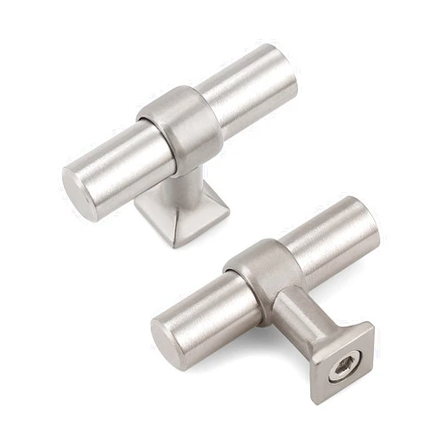 knobelite 50 Pack Cabinet Pulls Single Hole Stainless Steel Kitchen Cabinet Handles Brushed Nickel T Bar Drawer Knobs for Bathroom