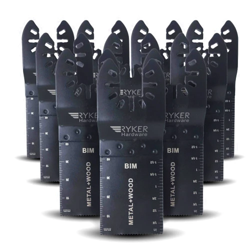 Ryker Hardware Quick Release Oscillating Saw Blades - 10 Piece Tool Set | Universal Fit Bi-Metal Blade for Cutting Wood Metal | Multitool Blades for Fein Multimaster, Dewalt, Makita, Milwaukee, Rockwell, Dremel