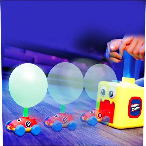 Ontel Balloon Zoom - Balloon-Powered Race Car and Rocket Launcher Toy Set, Ages 3+, Red Racer Car with Astronaut Flyer