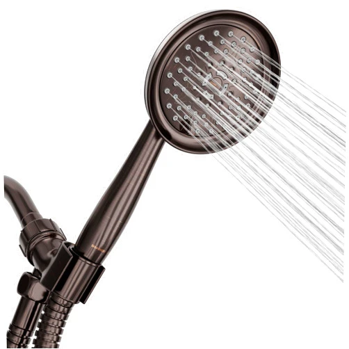ShowerMaxx Luxury Spa Series: Bronze Hand Held Shower Head, 5 inch 6 Spray Settings Handheld Showerhead with Extra-Long Stainless Steel Hose, Experience MAXX Comfort and Elegance (Oil Rubbed Bronze)