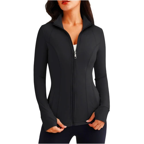 Trendy Queen Womens Lightweight Zip Up Jackets Mock Turtleneck Long Sleeve Hoodies Fitted 2024 Workout Clothes with Pockets