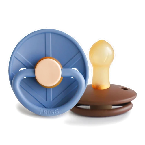 FRIGG Little Viking Natural Rubber Baby Pacifier 2-Pack | Made in Denmark | BPA-Free (Ocean View/Cocoa, 0-6 Months)