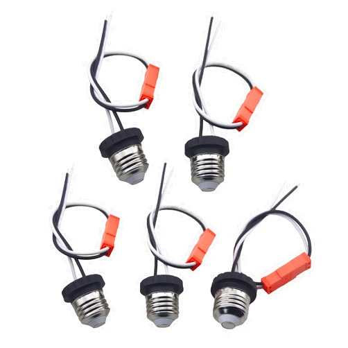 Rextin Medium Edison E26 Socket Adapter Base Male Screw in Light Bulb Socket Pigtail for Led Ceiling Lights Downlight Pack of 5
