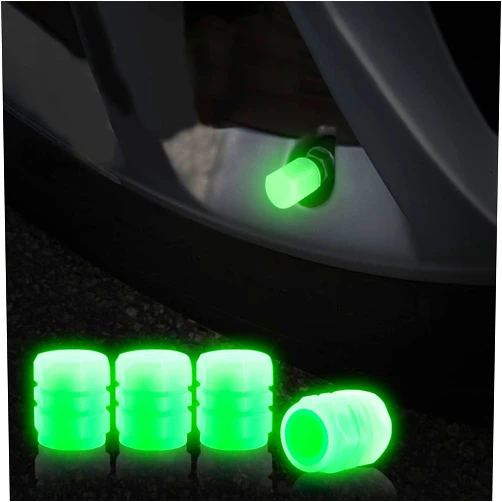 DAPAGENY Tire Valve Stem Caps Universal Fluorescent Car Tire Valve Cap Cover 5PCS Luminous Tire Valve Stem Caps Corrosion Resistant Luminous Tire Air Cap for Car Tires Truck Motorcycles Bike (Green)