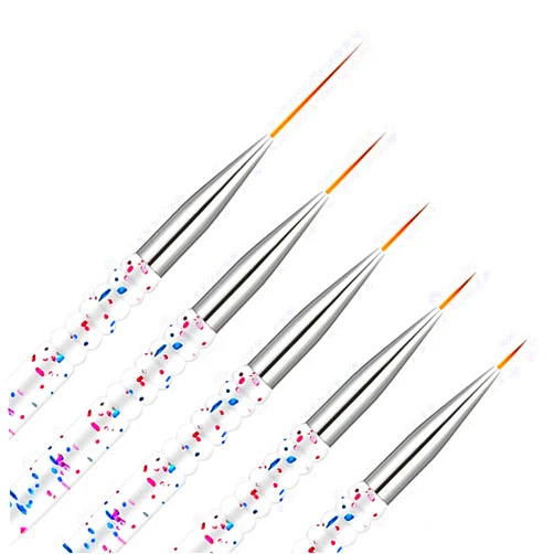 Etercycle 5Pcs Nail Art Liner Brushes, Nail Gel Polish Painting Brush Set, Thin Nail Art Dotting Drawing Pen (7/9/11/15/20mm)