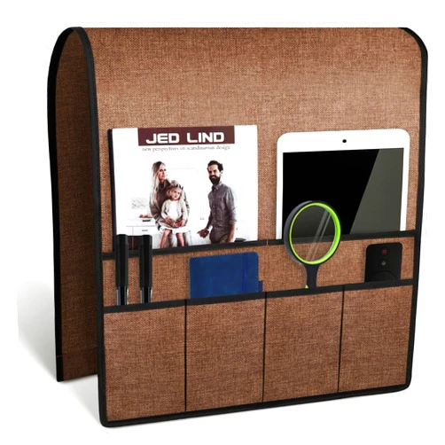 HAKACC Brown Remote Control Holder，Sofa Armrest Organizer, Armchair Caddy Couch Organizer Recliner Accessories