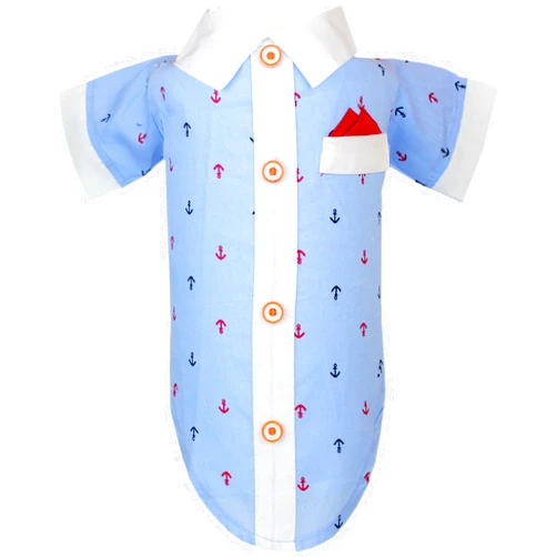 Parisian Pet Dog Clothes Cat Apparel Outfits Anchor Shirt & Hanky, M