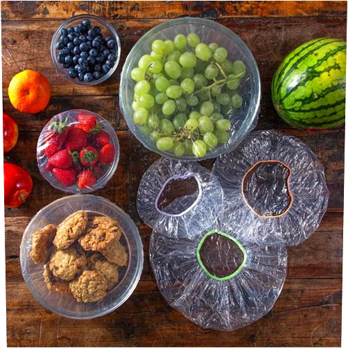 Wantract Dirtychop Reusable Fresh Keeping Bags/200pcs, Dirctychop Plastic Wrap for Food, Bowl Covers Reusable, Kitchen Plastic Wrap, Plastic Sealing Elastic Stretch Adjustable Bowl Lids, Cling Film (200pcs)