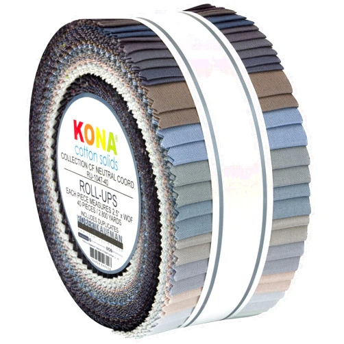 Robert Kaufman Kaufman Collection CF Neutral Coordinates 2.5'' Roll Ups 40pcs, Multi Yard