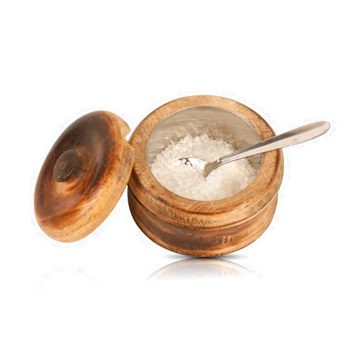 The Great Indian Bazaar Decorative Rustic Wooden Sugar Bowl & Spoon With Lid Wide Mouth Candy Treat Jar Spice Jar Holder Condiment Nuts Serving Bowl Pot Salt Spice Herb Loose Leaf Tea Storage Container Novelty Home & Kitchen