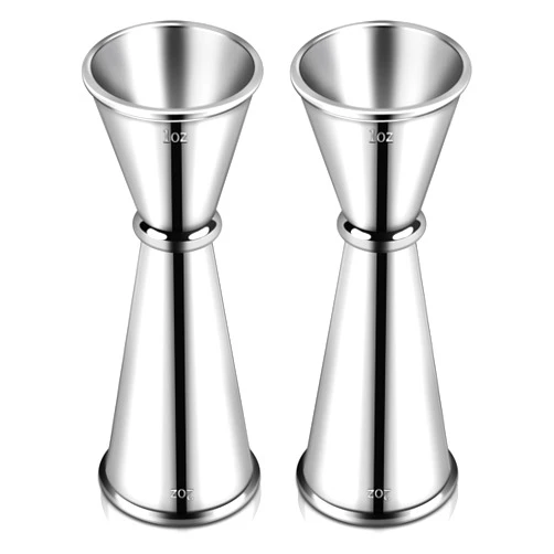 TaShow 2 Pcs Jigger for Bartending, Premium 304 Stainless Steel Jigger 2 oz 1 oz, Professional Heavy-Duty Double Jigger, Cocktail Jigger, Cocktail Measuring Cup