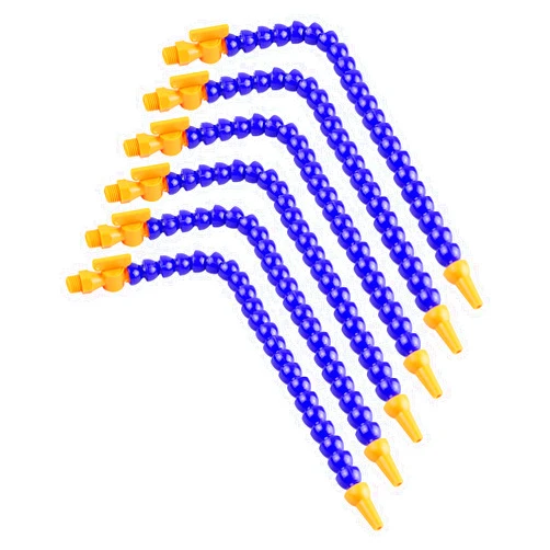 TOPPROS Pack of 6 Round Plastic Flexible Water Oil Coolant Pipe Hose 1/4PT Adjustable with Switch，for Lathe, Milling,Water Cooling System