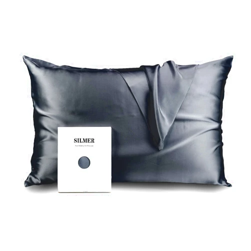 Silmer Silk Pillowcase for Hair and Skin 100% Pure Mulberry Silk Both Sides Grade 6A Silk Soft Breathable 22 Momme Natural Silk Pillow Case with Hidden Zipper 1pc (Queen 20''x30'', Space Grey)