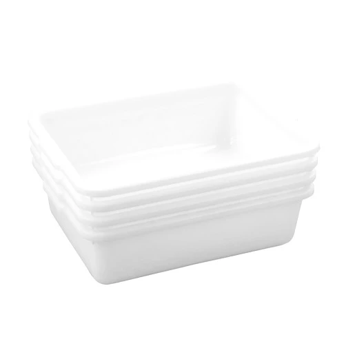 Afromy 4-Pack Bus Tubs, Commercial Tote Box, Plastic Bus Box (8 L Capacity), White