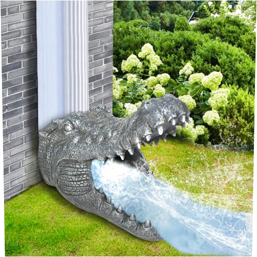 Generic Alligator Downspout- Gutter Downspout Decorative-Funny Garden Decoration - Outdoor Splash Block Waterproof Resin Ornament for Lawn- 2
