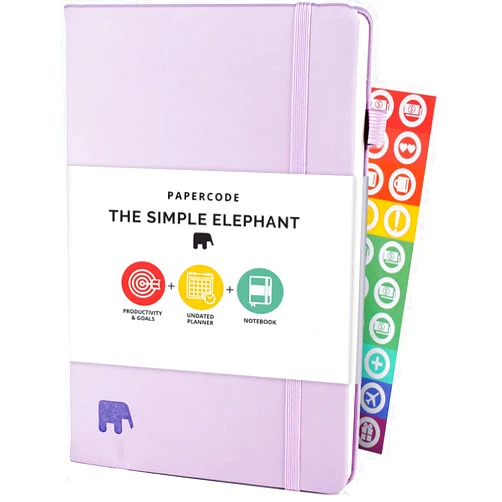 Papercode Simple Elephant Undated Planner for 2024 - Monthly, Weekly, Daily Planner - Leather Agenda Planner W/No Bleed Pages & Pen Holder - College, Work & Business Calendar Book