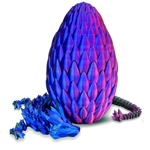 Domumkit 16.5'' 3D Printed Dragon Eggs with Dragon Inside Fidget Toy ADHD Toys Executive Desk Toys Articulated Dragon Crystal Dragon Toys Home Office Decor(Red-Green-Blue)