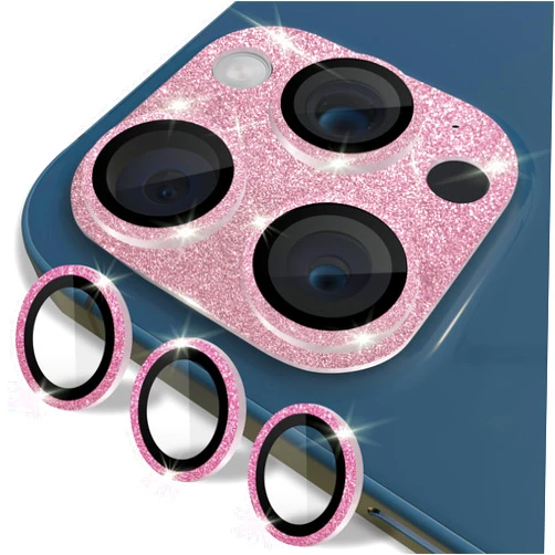 TechTok Bling Camera Lens Protectors Compatible with iPhone 15 Pro and iPhone 15 Pro Max UPGRADED 2-Pack Full Bling and 3-Rings Design Sparkly Diamond - Tempered Glass iPhone Lens Protectors