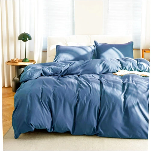 eBeddy Linens 800 TC Ultra Silky Soft Egyptian Cotton Alaskan King 132x120 Size 3-Pieces Duvet Cover Hidden Zipper Closer & Corner Ties Durable and Fade Resistant, Steel Blue Solid
