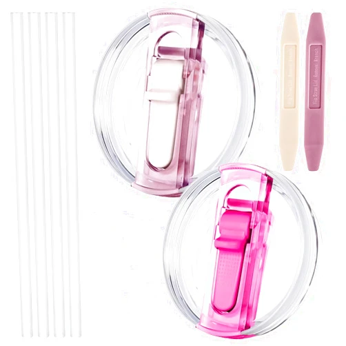 Dsnirasy 2 Pack Leak Proof Lid for 40oz Stanley H2.0 Quencher, No Spill Lids Replacement 40oz for Stanley ProTour, with Removable Nozzle (Rose+Rose Quartz)
