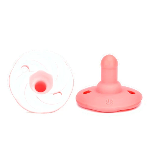 DODDLE & CO. Doodle & Co. Holland Classic Pacifier for New Born Babies | BPA Free Natural Nipple Shape 100% Silicone for Infants | Helps Promote Healthy Oral Development | 3+ Months | Blush/Shore