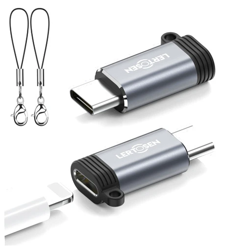 LERTOSEN Lightning Female to USB C Male Adapter (2 Pack) Type C Charger Converter Cord Cable for iPhone 15/15 Pro/15 Pro Max/15 Plus,iPad Air,Samsung,Support Charging & Data Transfer,Not for Audio/OTG
