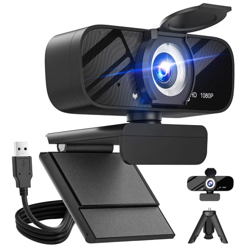 Gohero Full HD 1080P Video Webcam and Wide Angle Camera with Built-in Microphone and Rotatable Tripod,for Laptop Computer or Desktop PC,Great for Live Streaming.Calls.Video Conferencing