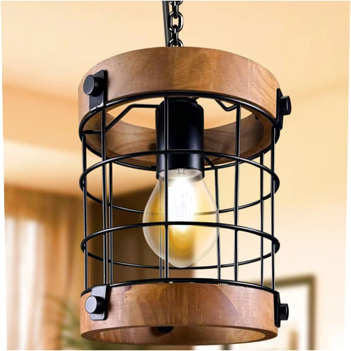 TONGTLAN XINYINGHUI Farmhouse Pendant Light Fixtures, Rustic Hanging Light for Kitchen, Farmhouse Light Fixtures for Over Sink and Entryway, E26, Adjustable 48-Inch Pipe, Compatible with Flat and Sloped Ceilings (1 Pack)