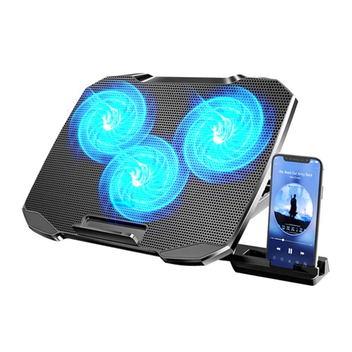 LIANGSTAR Laptop Cooling Pad, Laptop Cooler Big 3 Fans for 10-15.6 Inch Laptop Cooling Stand, Gaming Cooling Pad with 5 Height Adjustable, 2 USB Ports & Phone Holder, Control Fan Speed