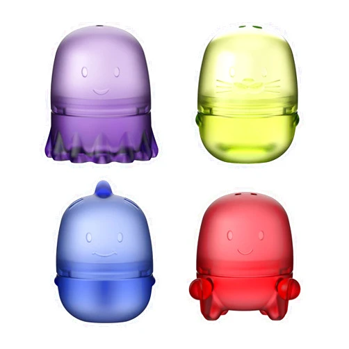 Ubbi Translucent Interchangeable Bath Toys for Baby and Toddler, Colorful Mix and Match Baby Bathtub Toys, Set of 4