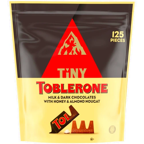 Toblerone Tiny Toblerone Chocolate Gift Bag Variety Pack (Milk Chocolate and Dark Chocolate Bars), 125 Pieces