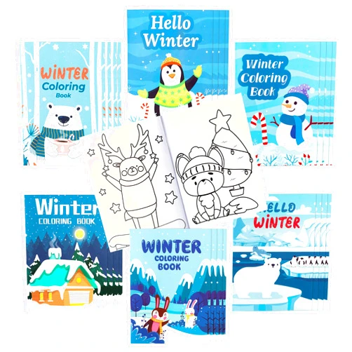 Dvbonike 24Pcs Winter Theme Coloring Books Including Snow Snowman Elk Christmas tree DIY Art Drawing Patterns Birthday Party Favors Xmas Gifts Home Classroom Activity Supplies for Kids Age 4-8