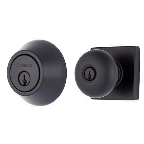 BRINKS Transitional Single Cylinder Deadbolt (E2401-122) and Contemporary Keyed Entry Ball Door Knob (E2416-122)