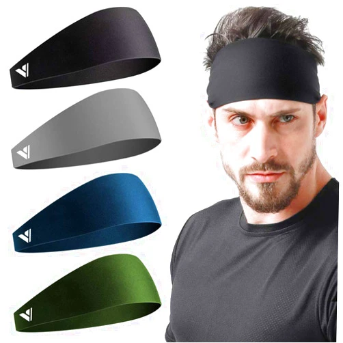 Vgogfly Running Headbands for Men Sweatbands Sports Sweat Bands Mens Workout Thin Fitness Gym Yoga 4 Pack…