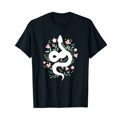Cute Snake Pastel Goth Punk Apparel Aesthetic Graphic Tees Mystical Snake Flower Pastel Goth T-Shirt