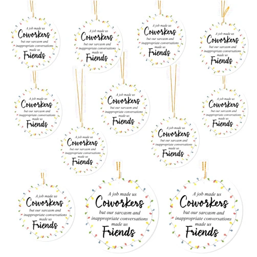 Soaoo 12 Pcs Funny Coworker Christmas Ornaments, 2025 Christmas Decorations for Coworker Women, Funny Friend Gifts, Friendship Gifts for Work Bestie Women Friends Staff Xmas Tree Decoration