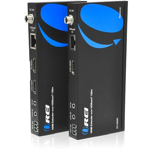 OREI 1080p HDBaseT HDMI Extender over Cat5e/6 Ethernet LAN cable - Up to 500 Feet, Supports HDCP 1.4, Bi-Directional IR, HDMI Loop-out, RS-232, PoC, HDMI Balun (EX-500IR)