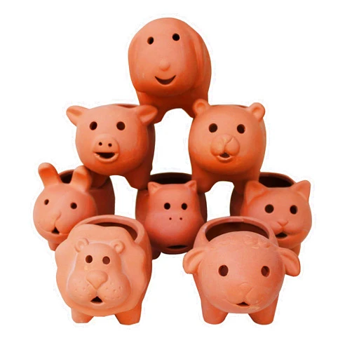 Goodman and Wife Set of 8 Adorable Terracotta Mini Animal Shaped pots 8 Creatures Available.